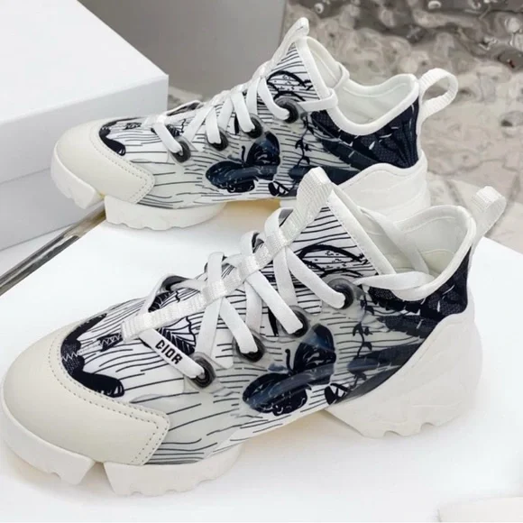 Women's White and Black Sneakers - Picture 1 of 1